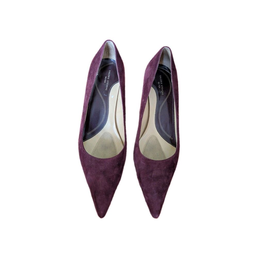 Valerie Stevens Maroon Suede Kitten Heels sz 10